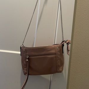 Sam & Libby pink fake leather purse with chain & fake leather strap.